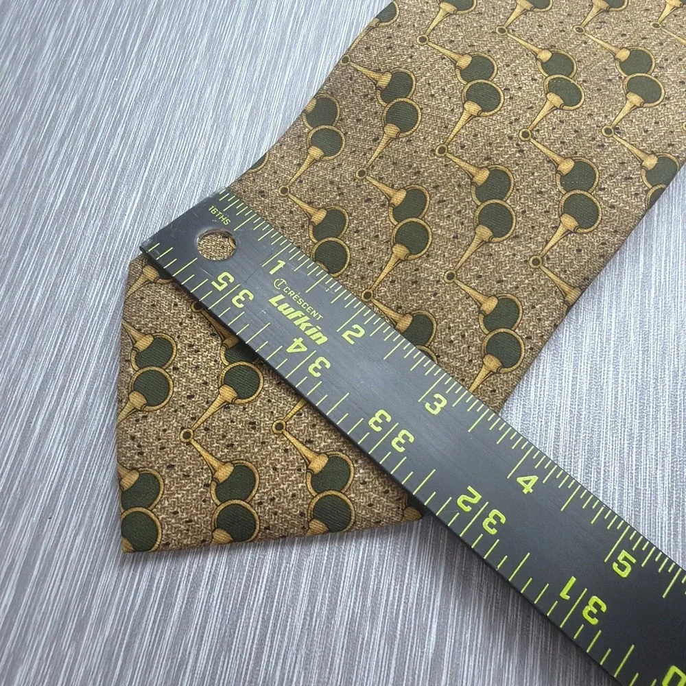 Brooks Brothers Horse Bit Equestrian Silk Tie Gold Green USA‎ Made Classic